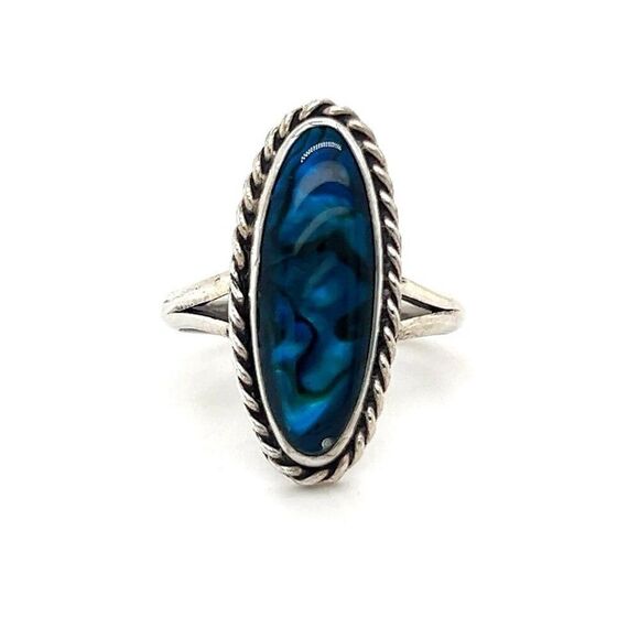 Sterling Silver Blue Abalone Ring - Picture 1 of 12